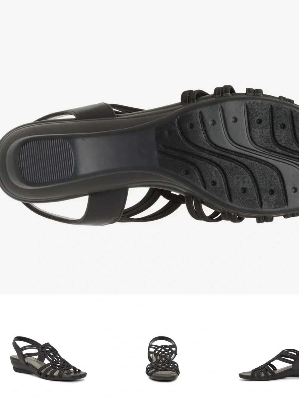 Impo Black Knotted Strappy Wedge Sandal